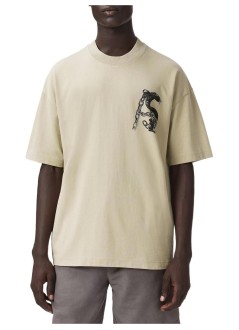 all saints t-shirt manlinx ss crew - m015pf khaki green