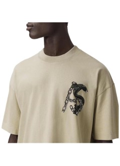 all saints t-shirt manlinx ss crew - m015pf khaki green