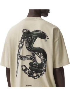 all saints t-shirt manlinx ss crew - m015pf khaki green