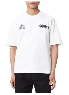 all saints t-shirt manchromium ss crew - m001pf ashen white