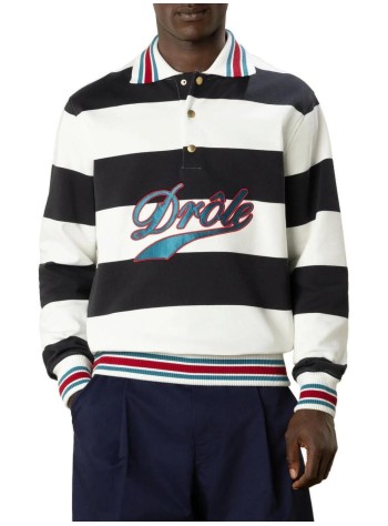 drôle de monsieur polo hombre drôle embroidered stripes polo - mpl183co324 off white 2