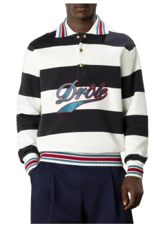 drôle de monsieur polo hombre drôle embroidered stripes polo - mpl183co324 off white