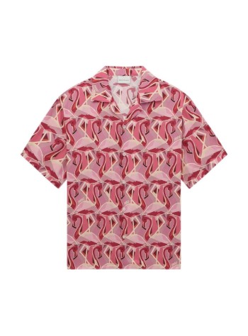 drôle de monsieur camiseria hombre notcha short sleeve shirt flamingo print - msh230vi050 pink