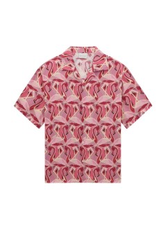 drôle de monsieur camiseria hombre notcha short sleeve shirt flamingo print - msh230vi050 pink