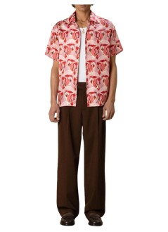 drôle de monsieur camiseria hombre notcha short sleeve shirt flamingo print - msh230vi050 pink