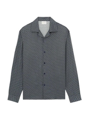 drôle de monsieur camiseria hombre notcha long sleeve shirt torsades print - msh234vi049 navy