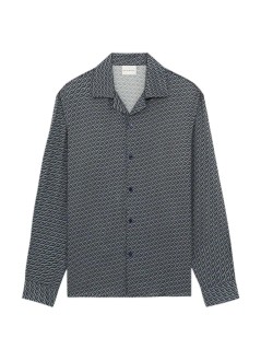 drôle de monsieur camiseria hombre notcha long sleeve shirt torsades print - msh234vi049 navy
