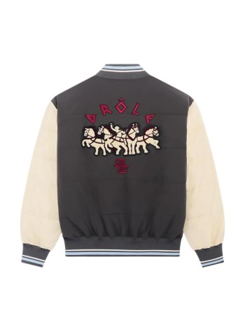 drôle de monsieur outerwear hombre drôle horses embroidered puffer jacket - mjt315pl148 grey