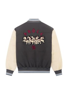 drôle de monsieur outerwear hombre drôle horses embroidered puffer jacket - mjt315pl148 grey