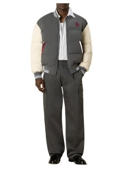 drôle de monsieur outerwear hombre drôle horses embroidered puffer jacket - mjt315pl148 grey