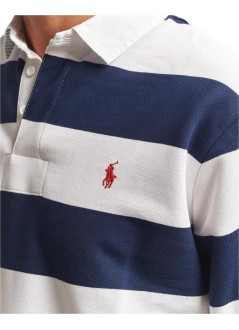 polo ralph lauren polo hombre knit-rugby-pullover - 710b26283002 newport navy white