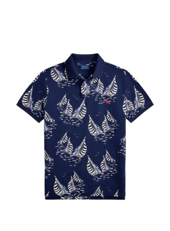 polo ralph lauren polo hombre short sleeve custom slim fit aop polo - 710b18828001 sailboat race newport navy