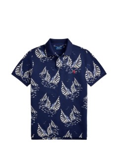 polo ralph lauren polo hombre short sleeve custom slim fit aop polo - 710b18828001 sailboat race newport navy