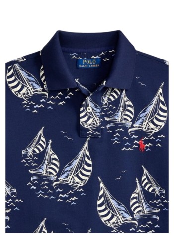 polo ralph lauren polo hombre short sleeve custom slim fit aop polo - 710b18828001 sailboat race newport navy 2