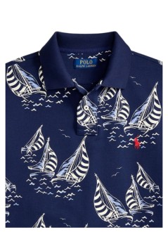 polo ralph lauren polo hombre short sleeve custom slim fit aop polo - 710b18828001 sailboat race newport navy