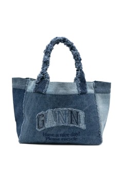 ganni handbag womanmedium trapeze shopper denim - b2110090 567