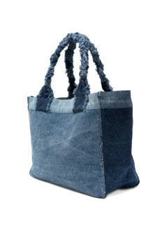 ganni handbag womanmedium trapeze shopper denim - b2110090 567