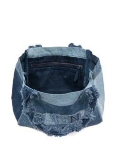 ganni handbag womanmedium trapeze shopper denim - b2110090 567