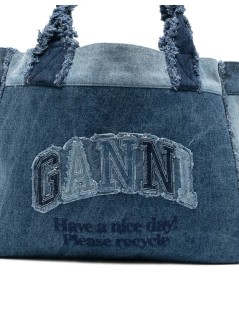 ganni handbag womanmedium trapeze shopper denim - b2110090 567