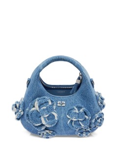ganni crossbody mujer hobo mini denim flowers - b2070104 565