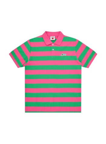 icecream polo manrunning dog striped polo shirt - icpo26356 pink green stripe