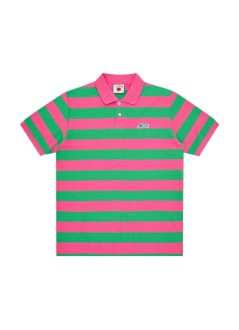 icecream polo manrunning dog striped polo shirt - icpo26356 pink green stripe