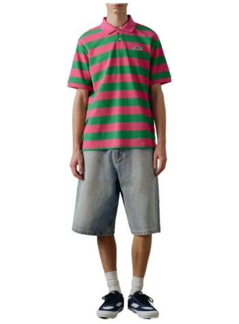 icecream polo manrunning dog striped polo shirt - icpo26356 pink green stripe 2