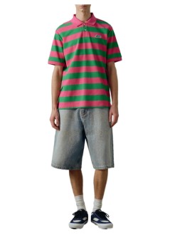 icecream polo manrunning dog striped polo shirt - icpo26356 pink green stripe