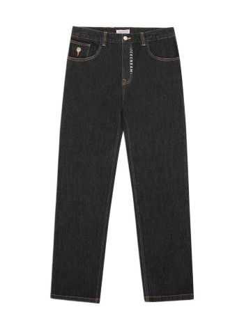 icecream denim manembroidered double scoop denim pants - icdp26373 black