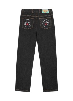 icecream denim manembroidered double scoop denim pants - icdp26373 black