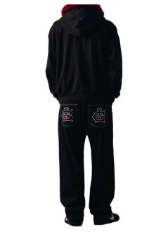 icecream denim manembroidered double scoop denim pants - icdp26373 black
