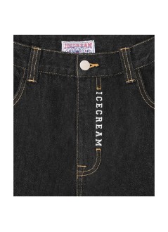 icecream denim manembroidered double scoop denim pants - icdp26373 black