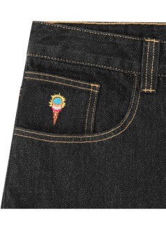 icecream denim manembroidered double scoop denim pants - icdp26373 black