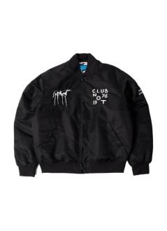 by parra outerwear manclub not 1976 satin bomber jacket - 56265 black
