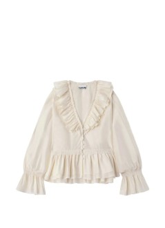 ganni t-shirt womanviscose silk habotai frill blouse - a1040527 135
