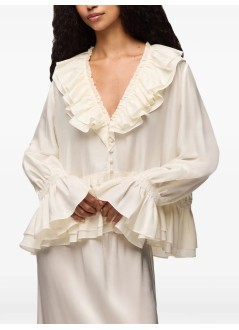 ganni t-shirt womanviscose silk habotai frill blouse - a1040527 135