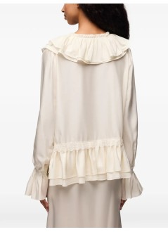 ganni t-shirt womanviscose silk habotai frill blouse - a1040527 135