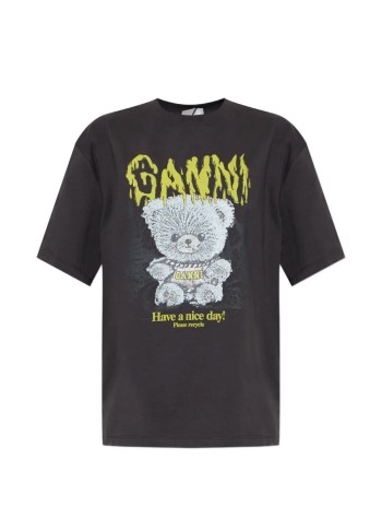 ganni top womanheavy cotton jersey forest teddy - a1050303 252