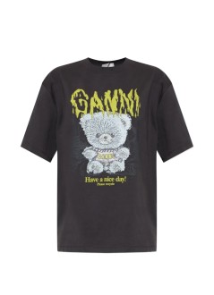 ganni top womanheavy cotton jersey forest teddy - a1050303 252