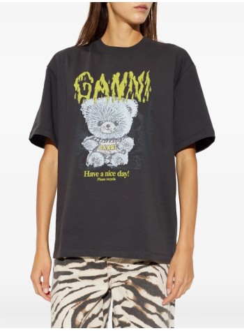 ganni top womanheavy cotton jersey forest teddy - a1050303 252 2
