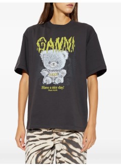 ganni top womanheavy cotton jersey forest teddy - a1050303 252
