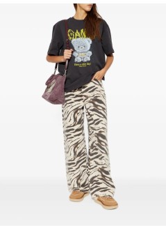 ganni top womanheavy cotton jersey forest teddy - a1050303 252