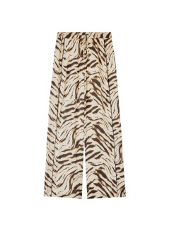 ganni pant  womanprinted stretch satin elasticated pants - a1080170 135