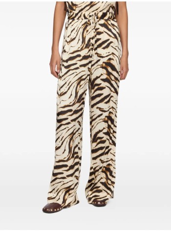 ganni pant  womanprinted stretch satin elasticated pants - a1080170 135 2