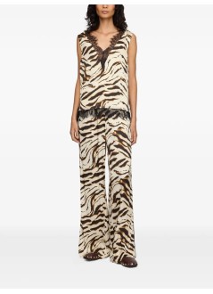 ganni pant  womanprinted stretch satin elasticated pants - a1080170 135