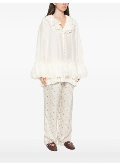 ganni t-shirt womansandwashed viscose silk habotai frill blouse - a1140039 135