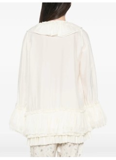 ganni t-shirt womansandwashed viscose silk habotai frill blouse - a1140039 135