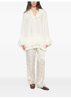 ganni t-shirt womansandwashed viscose silk habotai frill blouse - a1140039 135