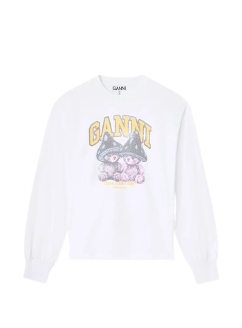 ganni sweater womanbasic cotton jersey longsleeve teddy mushroom - a1050304 151