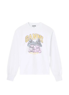 ganni sweater womanbasic cotton jersey longsleeve teddy mushroom - a1050304 151